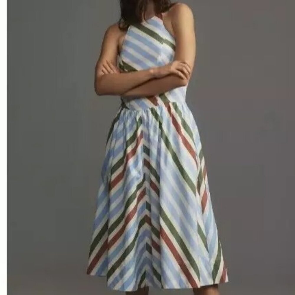 Anthropologie Maeve Women's Size XXS Halter Midi Sun Dress New